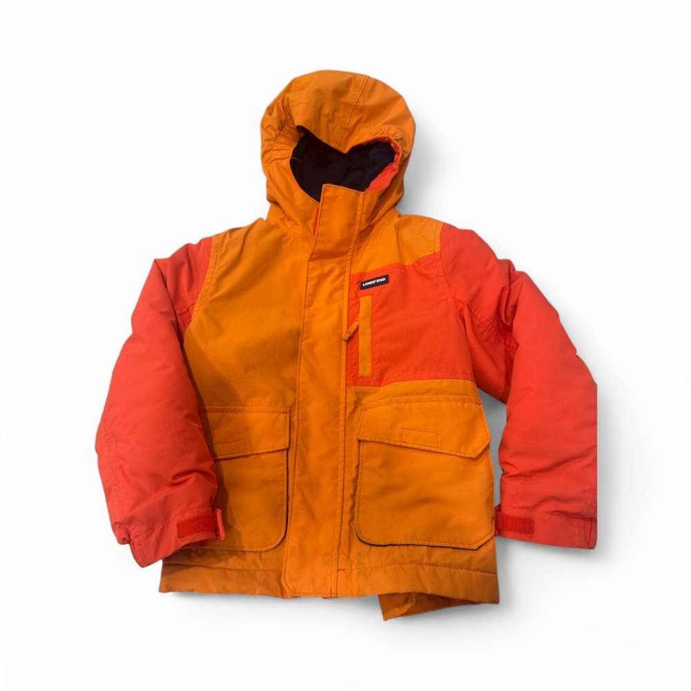Lands' End Orange and Navy Hooded Jacket